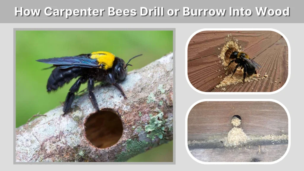 How Carpenter Bees Drill or Burrow Into Wood