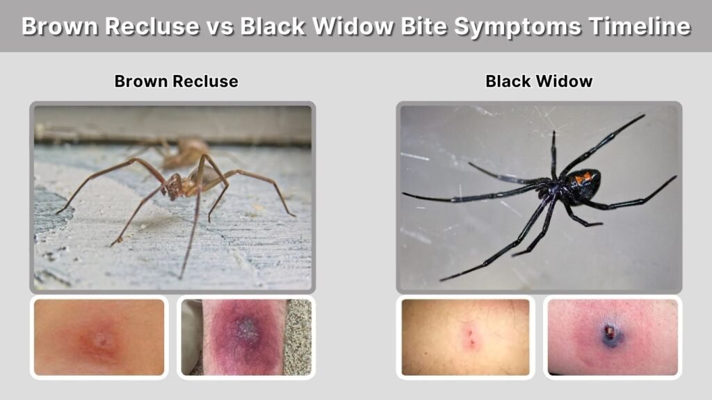 Brown Recluse vs Black Widow Bite Symptoms Timeline