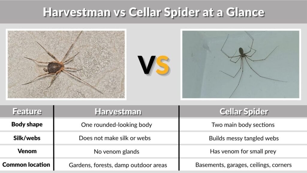 Harvestman vs Cellar Spider at a Glance