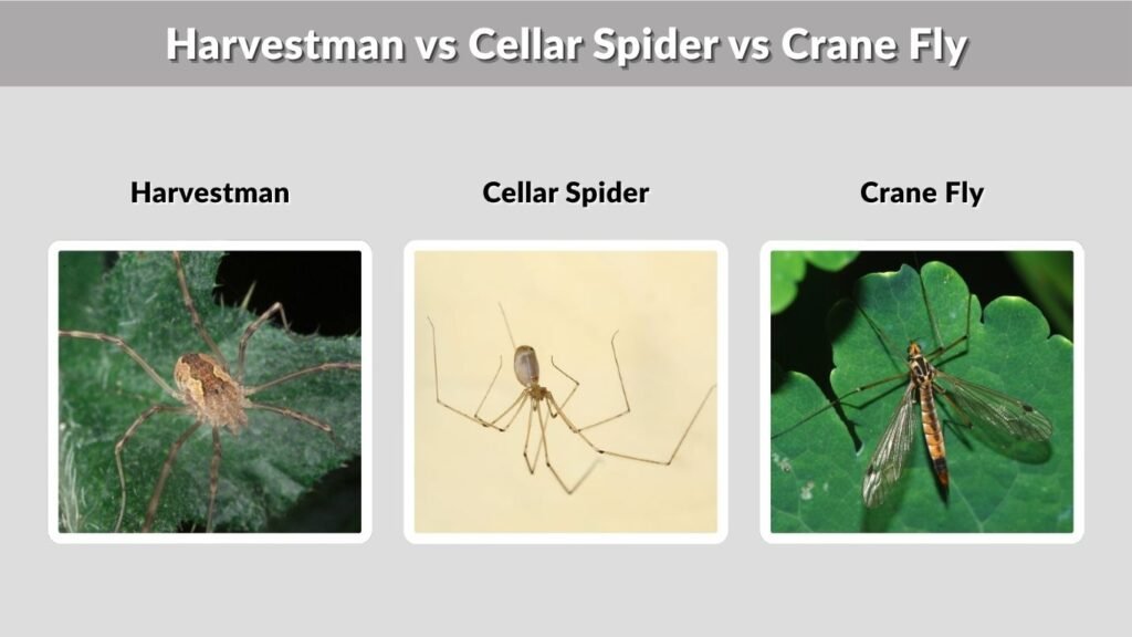 Harvestman vs Cellar Spider vs Crane Fly