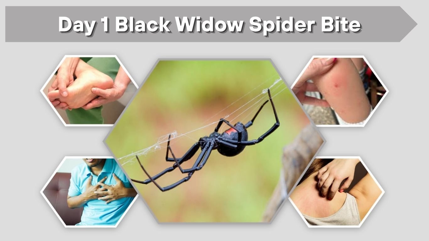 Day 1 Black Widow Spider Bite: Symptoms, Stages and Care