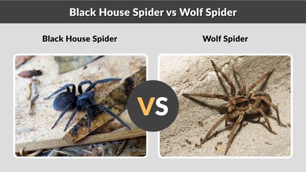 Black House Spider vs Wolf Spider