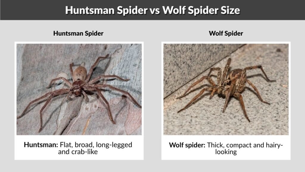 Huntsman Spider vs Wolf Spider Size