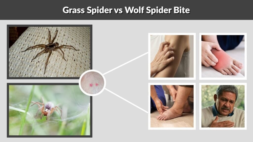 Grass Spider vs Wolf Spider Bite