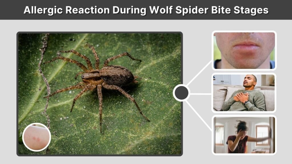Allergic Reaction During Wolf Spider Bite Stages