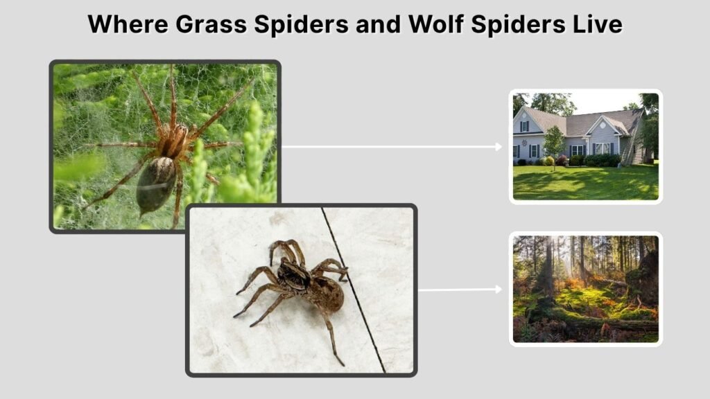 Where Grass Spiders and Wolf Spiders Live