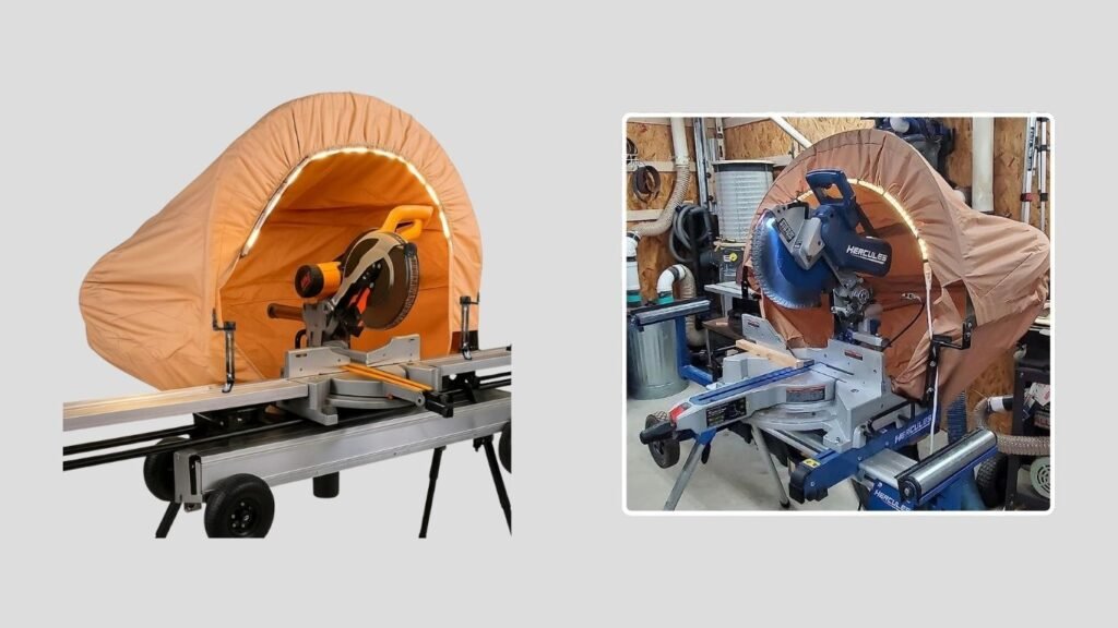 Heavy-Duty Universal Miter Saw Dust Collector Hood with LED Light