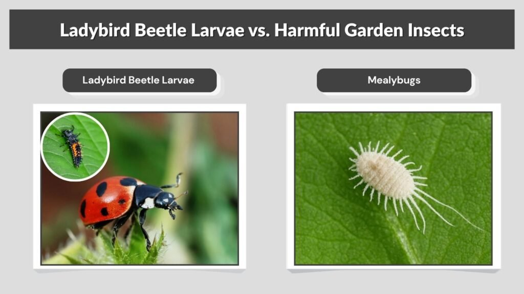 Ladybird Beetle Larvae vs. Harmful Garden Insects